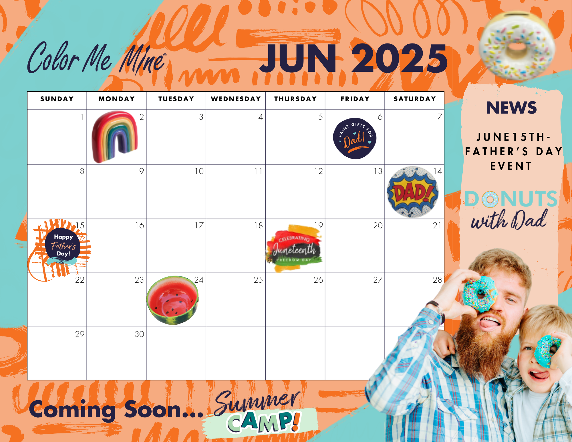 June 2025 Color Me Mine Culver City Calendar