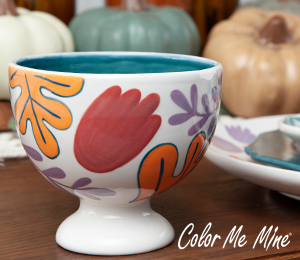 Color Me Mine - Culver City Floral Pedestal Bowl