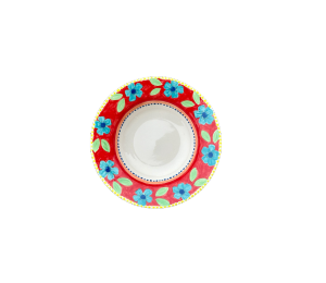 Color Me Mine - Culver City Floral Red Rimmed Bowl