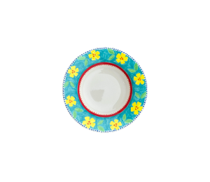 Color Me Mine - Culver City Floral Blue Rimmed Bowl