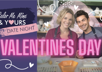 Valentines Day. Couple Painting Pottery